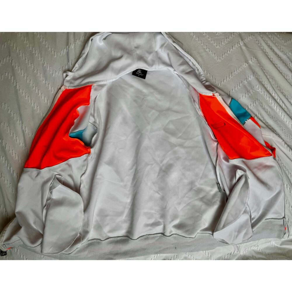 Red Ape Men’s size large white orange and blue full zip jacket with MCMXCCII